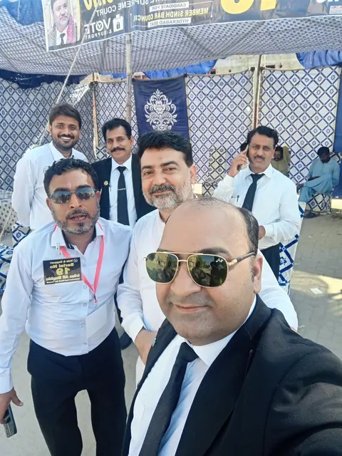 With colleagues at the Sindh Bar Council elections in Badin